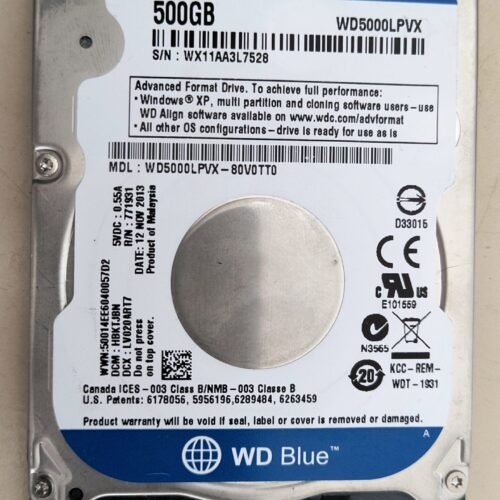<b>VENDIDO</b> HD 2,5 polegadas Western Digital de 500GB modelo WD5000LPVX