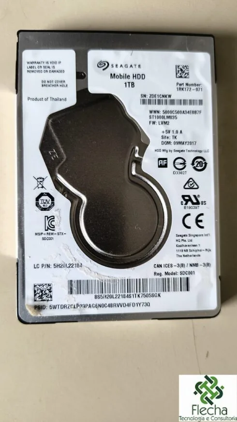 <b>VENDIDO</B> HD 2,5 polegadas Seagate de 1TB modelo ST1000LM035