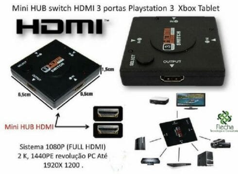 Hub HDMI com 3 portas Knup Kp-3456 novo na caixa só testado - Imagem 3